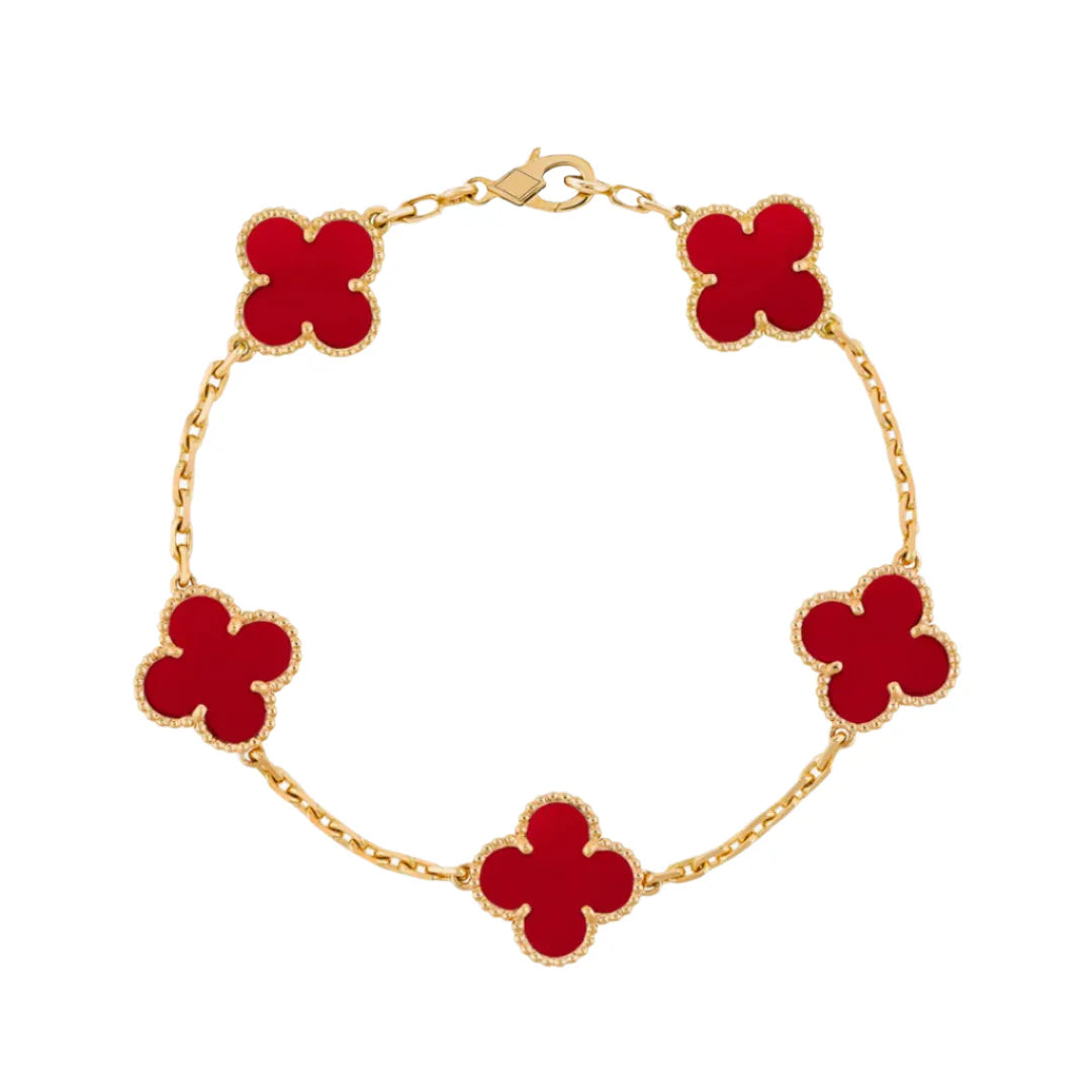 Red Carnelian - 5 Clover Bracelet