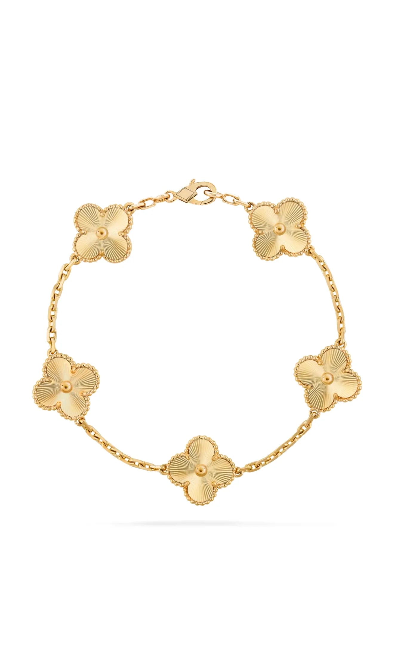 Solid yellow Gold - 5 Clover Bracelet